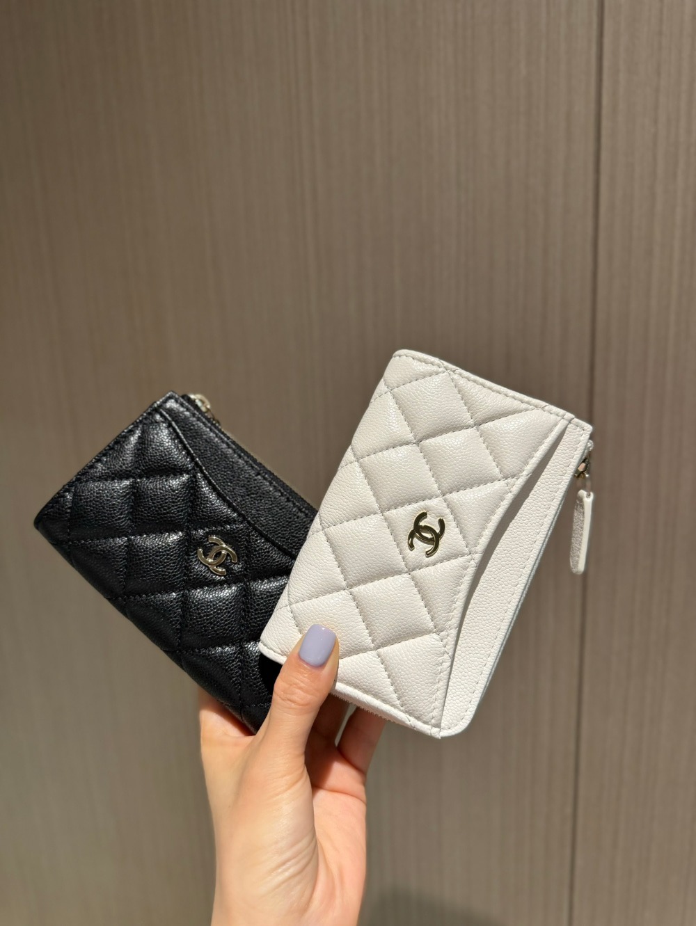 샤넬 CC로고 캐비어 지퍼 카드 지갑 AP3179