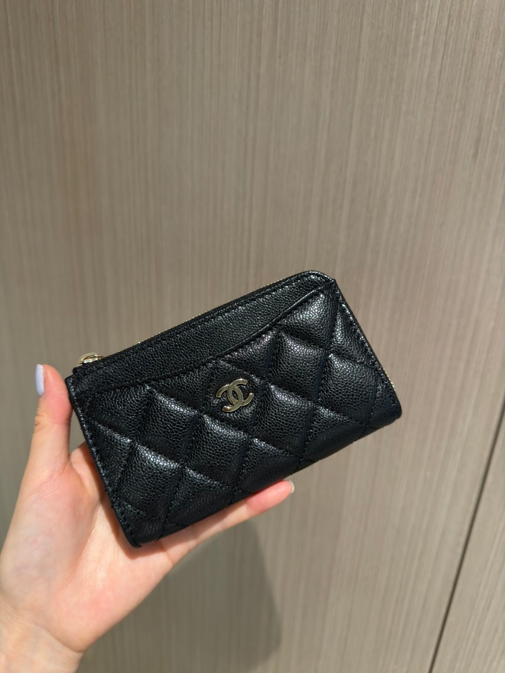 샤넬 CC로고 캐비어 지퍼 카드 지갑 AP3179