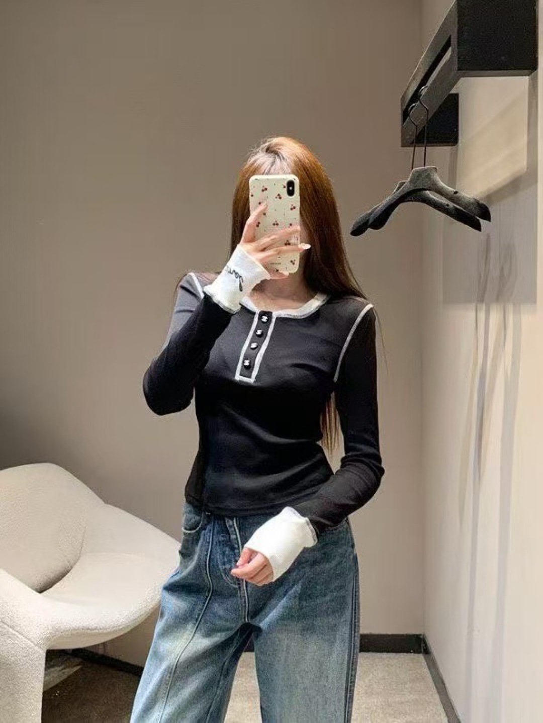 샤넬 신상 배색 긴팔