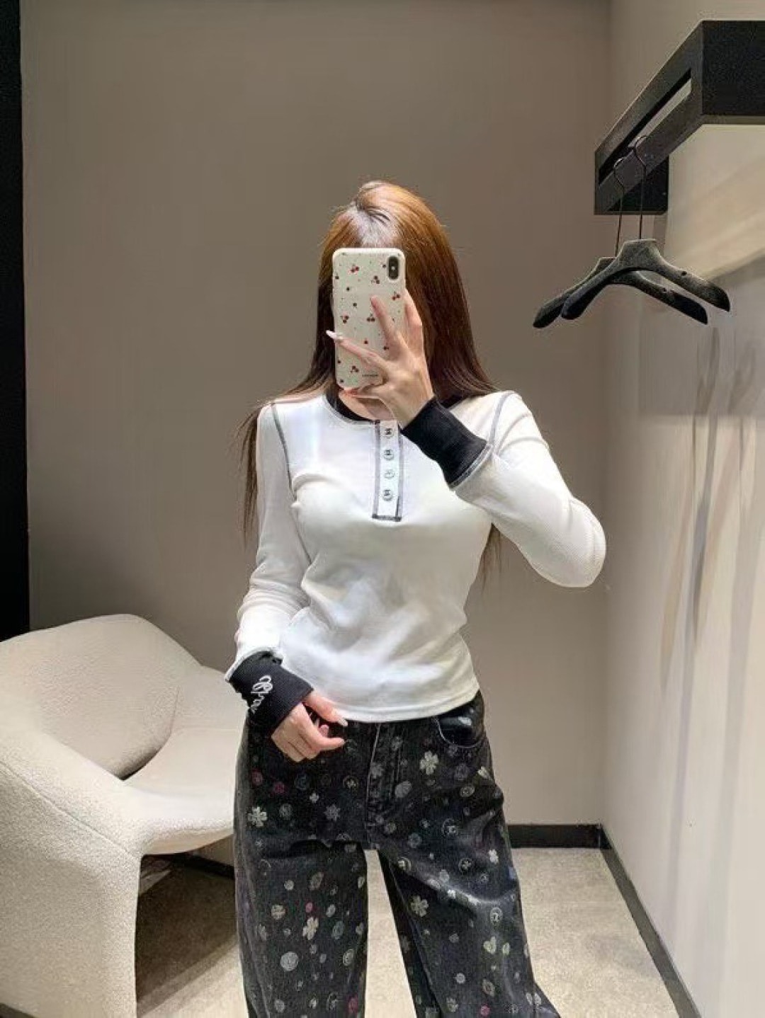 샤넬 신상 배색 긴팔