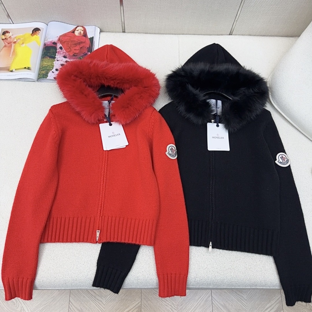 몽클레어 신상 퍼 탈부착 니트 후드 점퍼