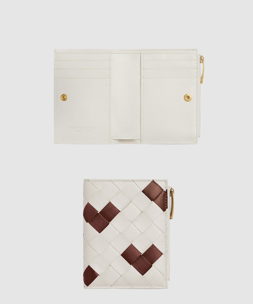 보테가베네타 바이 폴드 인트레치아토 스몰 지퍼 지갑 742330