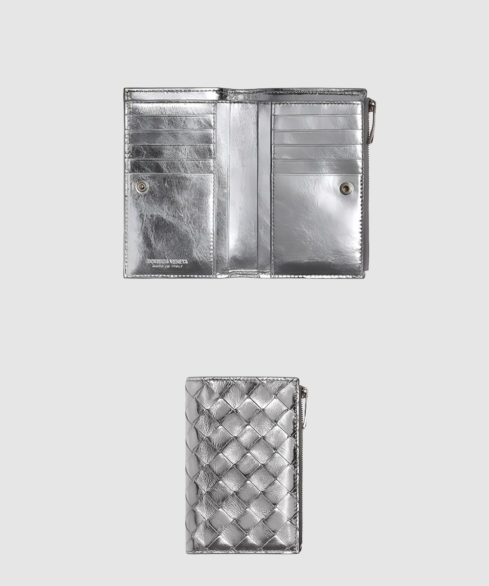 보테가베네타 미디엄 인트레치아토 폴더형 지퍼 지갑 667468