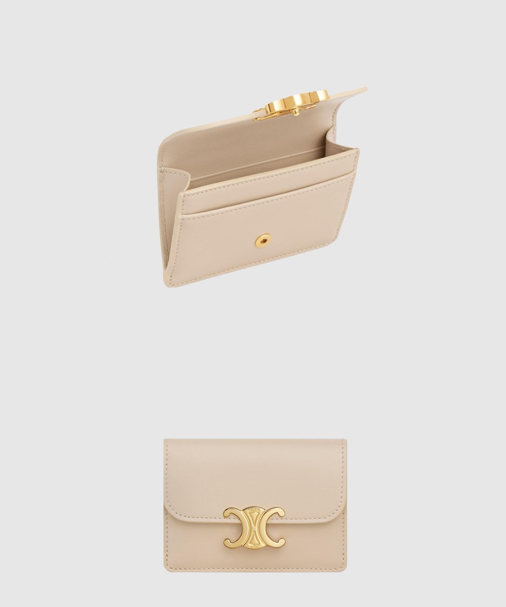 셀린느 트리옹프 플랩 카드 지갑 샤이니 10I583