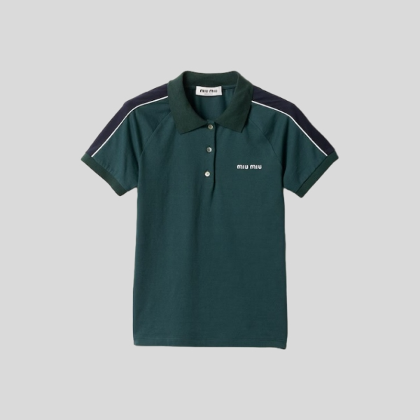 미우미우 코튼 저지 폴로 셔츠