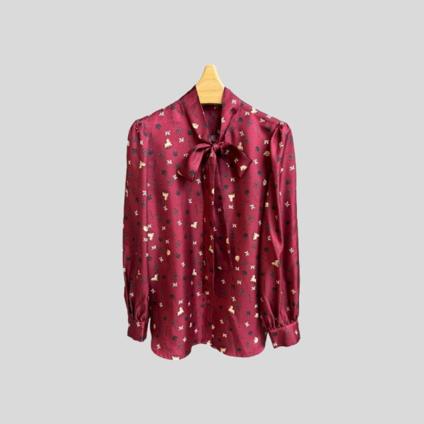 막스마라 타이넥 실크 셔츠