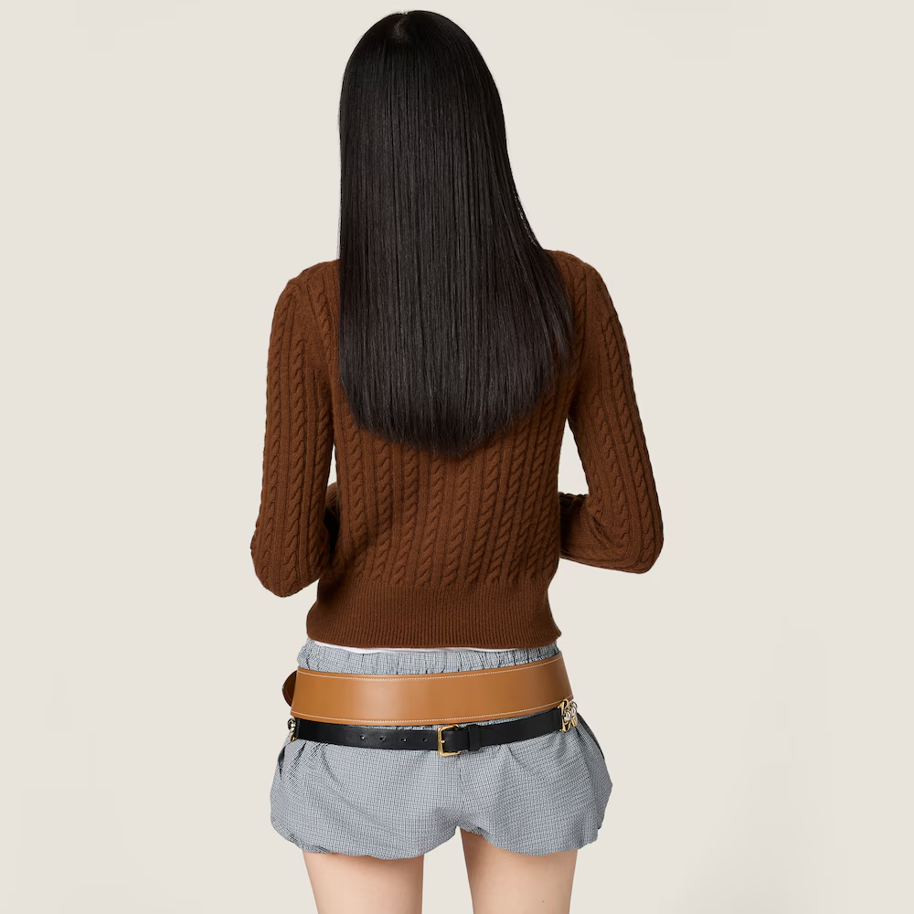 미우미우 케이블 니트 캐시미어 가디건