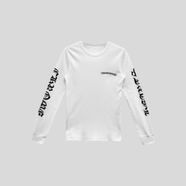 크롬하츠 스크롤 로고 와플 써멀 롱슬리브 티셔츠