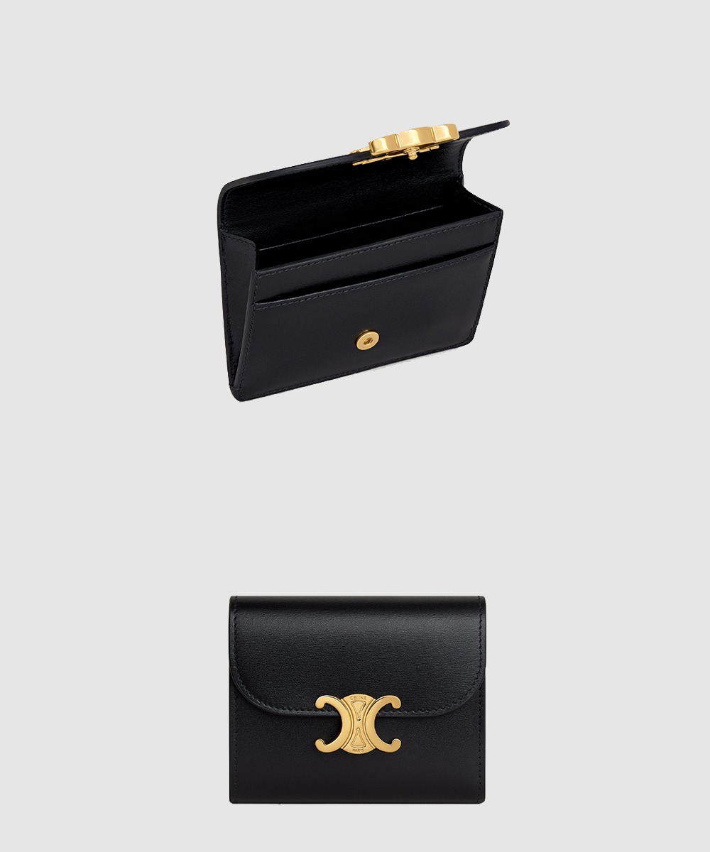 셀린느 트리옹프 플랩 카드 지갑 샤이니 10I583