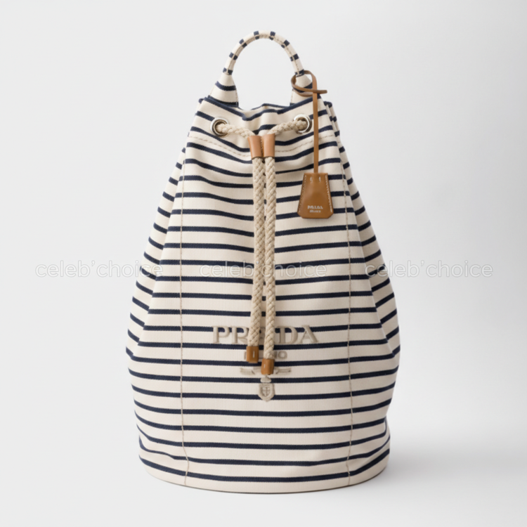 프라다 스트라이프 캔버스 드로스트링 더플백 2VY011NEW